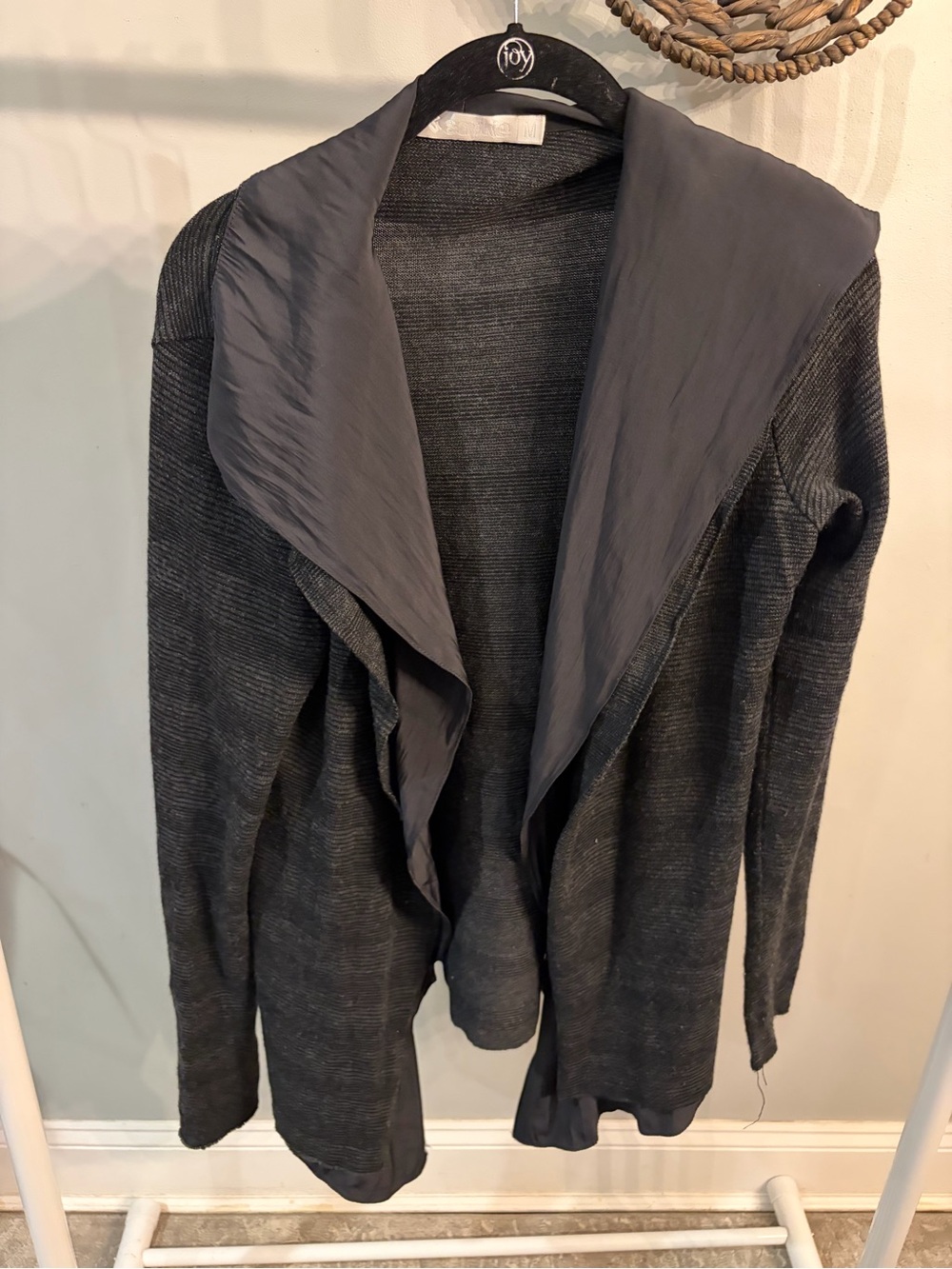Lola & Sophie Charcoal Open-Front Draped Jacket- medium
